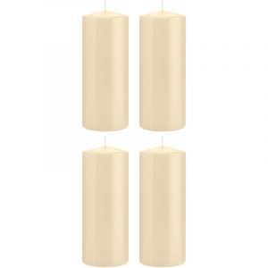 4x Cremewitte woondecoratie kaarsen 8 x 20 cm 119 branduren