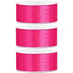 3x Hobby/decoratie donker roze satijnen sierlint 2,5 cm/25 mm x 25 meter