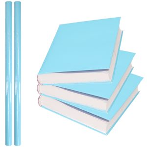 2x Rollen kadopapier / schoolboeken kaftpapier pastel blauw 200 x 70 cm
