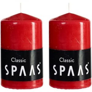 2x Rode woondecoratie kaarsen 6 x 10 cm 25 branduren