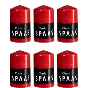 6x Rode woondecoratie kaarsen 6 x 10 cm 25 branduren