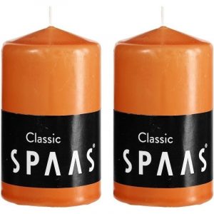 2x Oranje woondecoratie kaarsen 6 x 10 cm 25 branduren