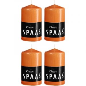 4x Oranje woondecoratie kaarsen 6 x 10 cm 25 branduren