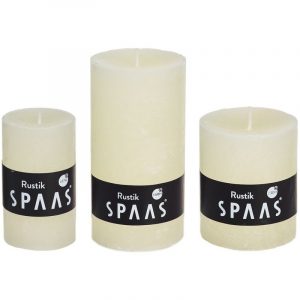 3x Ivoor woondecoratie kaarsen set rustiek 5 x 8 cm / 7 x 8 cm / 7 x 13 cm
