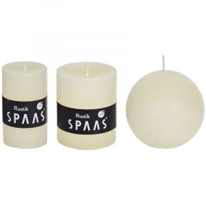 3x Ivoor woondecoratie kaarsen set rustiek 8 cm / 5 x 8 cm / 7 x 8 cm