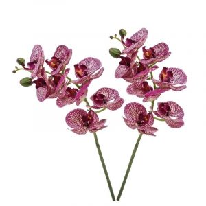 2 Phaleanopsis vlinderorchidee kunstbloemen fuchsia roze 70 cm