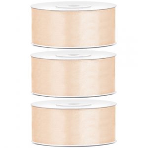 3x Hobby/decoratie creme satijnen sierlinten 2,5 cm/25 mm x 25 meter