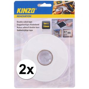 Tweezijdig tape 2 rolletjes 5 meter