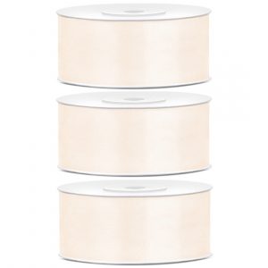 3x Hobby/decoratie off white satijnen sierlinten 2,5 cm/25 mm x 25 meter