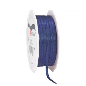 1x Luxe hobby/decoratie donkerblauwe satijnen sierlinten 0,3 cm/3 mm x 50 meter