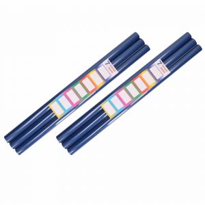 6x Rollen kadopapier / schoolboeken kaftpapier blauw met labels 200 x 70 cm