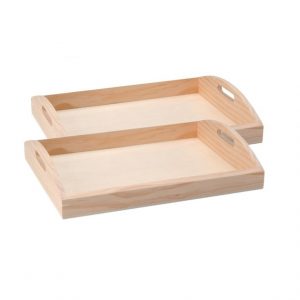 Set van 2x stuks onbewerkt hout dienbladen diy 37 cm