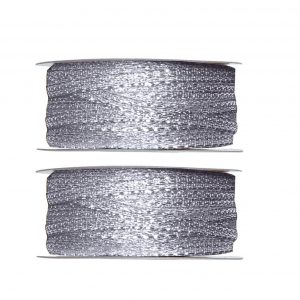 2x Hobby/decoratie metallic zilveren sierlinten 3 mm x 25 meter