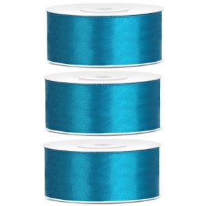 3x Hobby/decoratie turquoise satijnen sierlinten 2,5 cm/25 mm x 25 meter