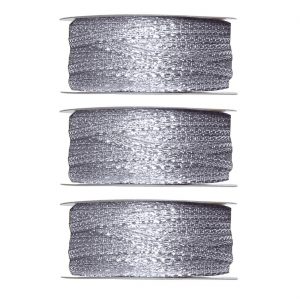 3x Hobby/decoratie metallic zilveren sierlinten 3 mm x 25 meter