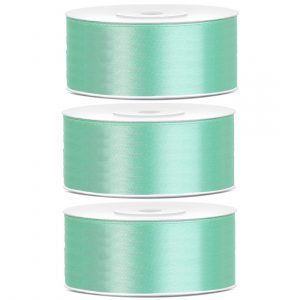 3x Hobby/decoratie mint groene satijnen sierlinten 2,5 cm/25 mm x 25 meter