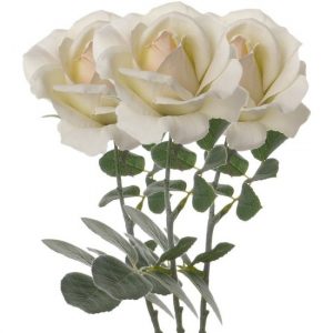 3x Rozen kunstbloem creme wit 37 cm