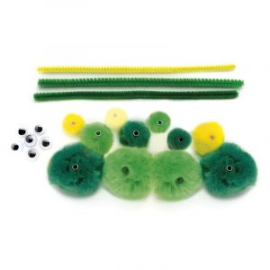 Basis knutsel pakket groene rups van pompons