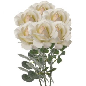 6x Rozen kunstbloem creme wit 37 cm