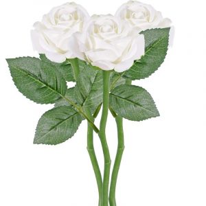 3x Rozen kunstbloem wit 27 cm