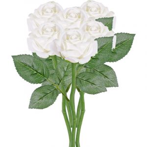 6x Rozen kunstbloem wit 27 cm