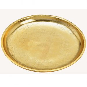 Rond kaarsenbord/kaarsenplateau goud van metaal 20 x 2 cm