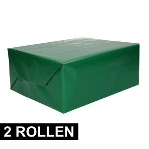 2x rollen Cadeaupapier groen 70 x 200 cm