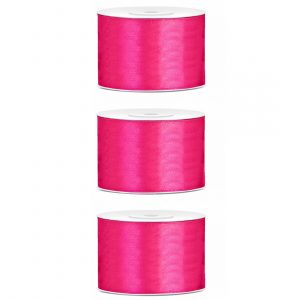 3x Hobby/decoratie fuchsia roze satijnen sierlinten 5 cm/50 mm x 25 meter