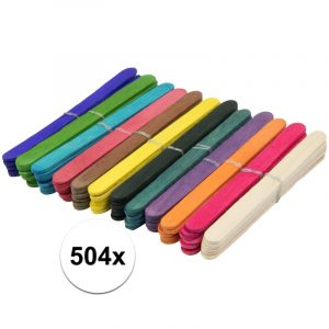 504x Houten knutselhoutjes gekleurd