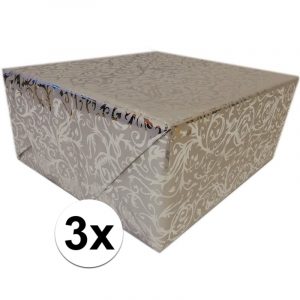 3x Zilver inpakpapier/folie klassiek 150 cm per rol