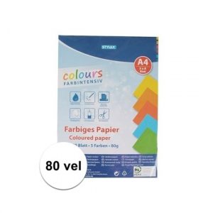 80 velletjes Hobby papier gekleurd A4