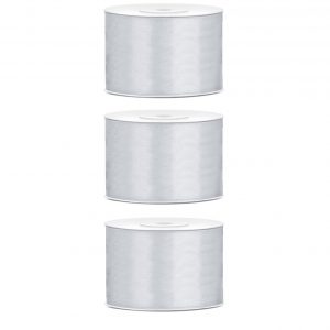 3x Hobby/decoratie zilver satijnen sierlinten 5 cm/50 mm x 25 meter