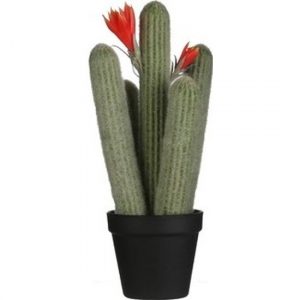 Groene Cereus/zuilcactus kunstplant 39 cm in zwarte plastic pot