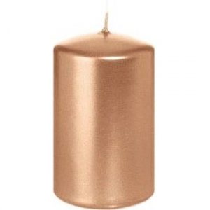 1x Rosegouden woondecoratie kaarsen 5 x 8 cm 18 branduren