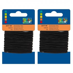 2x Zwarte hobby elastieken van 0,8 mm x 5 meter