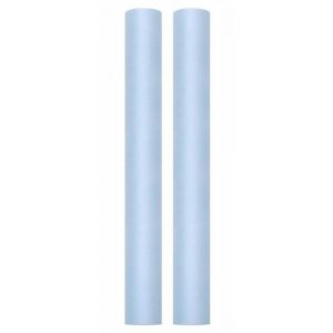 2x Rolletje tule stof lichtblauw 50 cm breed