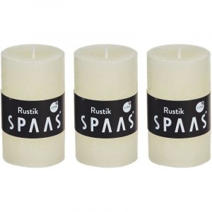 3x Ivoor woondecoratie kaarsen rustiek 5 x 8 cm 17 branduren