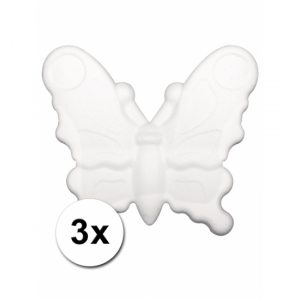 3x Beschilderbare vlinder van piepschuim