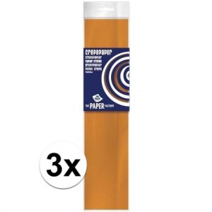 3x Knutsel crepe vouw papier oranje 250 x 50 cm