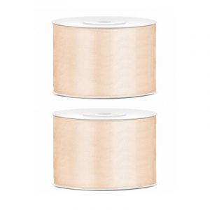 2x Hobby/decoratie creme satijnen sierlint 5 cm/50 mm x 25 meter