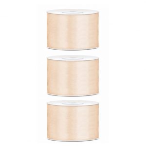 3x Hobby/decoratie creme satijnen sierlint 5 cm/50 mm x 25 meter