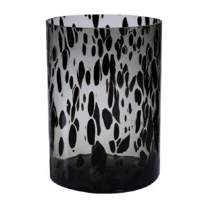 Modieuze bloemen cylinder vaas/vazen van glas 30 x 19 cm zwart fantasy