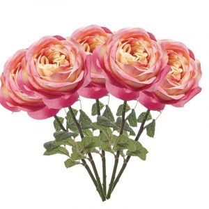 5x Rozen kunstbloem roze 66 cm