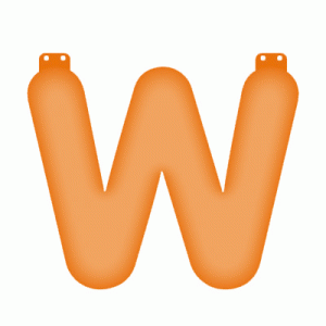 Oranje opblaasbare letter W
