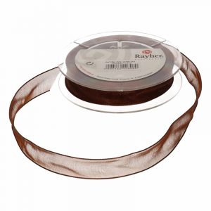 1x Hobby/decoratie donkerbruin organza sierlint 1,5 cm/15 mm x 10 meter
