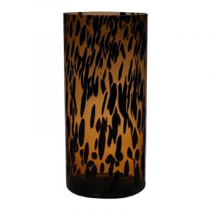 Modieuze bloemen cylinder vaas/vazen van glas 30 x 14 cm zwart fantasy