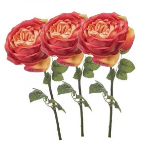 3x Rozen kunstbloem oranje 66 cm