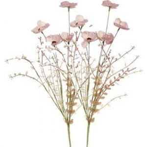 2x Klaproos/papavers kunsttak roze 53 cm