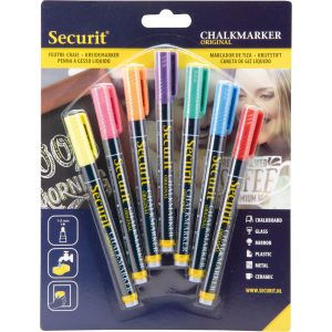 7x Gekleurde schoolbord krijtstift ronde punt 1-2 mm