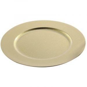 Kaarsplateaus goud met glitters 33 cm rond
